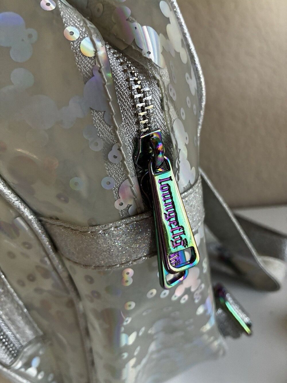 Disney Mickey Mouse confetti Loungefly Clear Bag holographic backpack - Picture 6 of 7